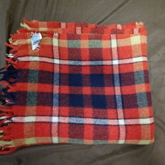 🇺🇸🏤VINTAGE RED PLAID WOOL THROW🏫🍝 - Picture 11 of 12